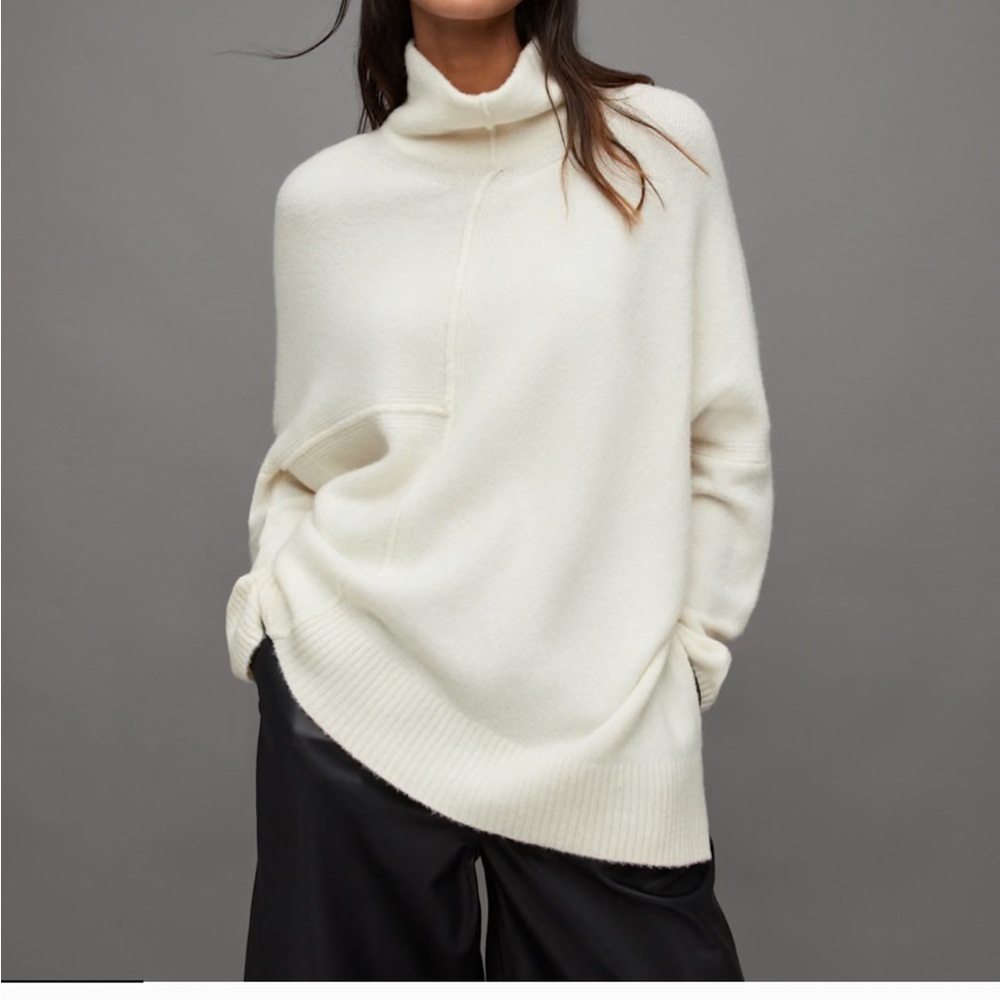 All Saints Cream Cowl Neck Sweater